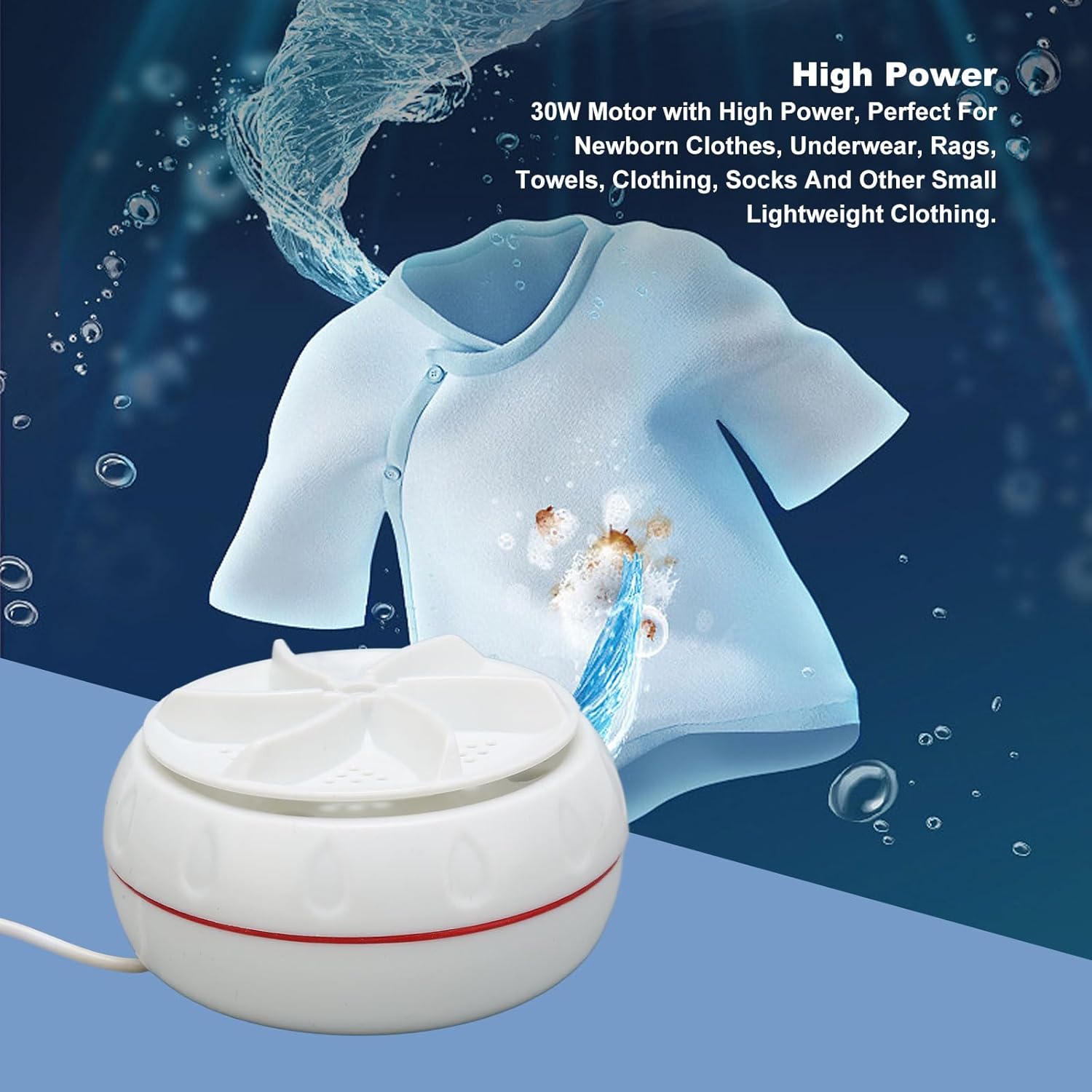 Lightweight mini washing machine with USB cable, compact turbo washer for various uses. Lightweight mini washing machine with USB cable, compact turbo washer for various uses.